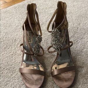 Badgley Mischka Champagne Embellished Heels